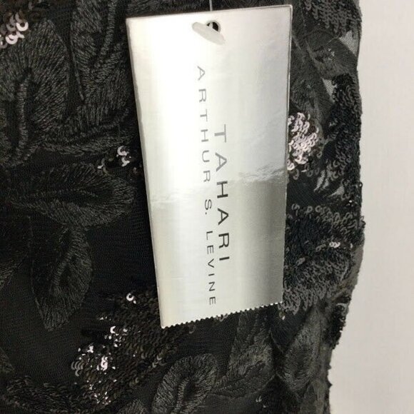 TAHARI by ASL Sequin Overlay black dress - Picture 6 of 11